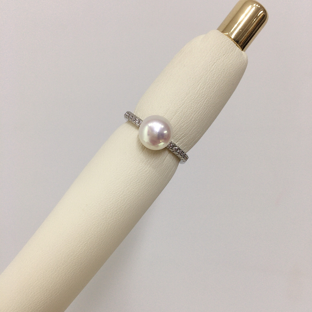 Zhuji Natural Freshwater Pearl Ring 18K Gold Electroplating Fashion Simple Zircon Single Bead Ring Live Wholesale