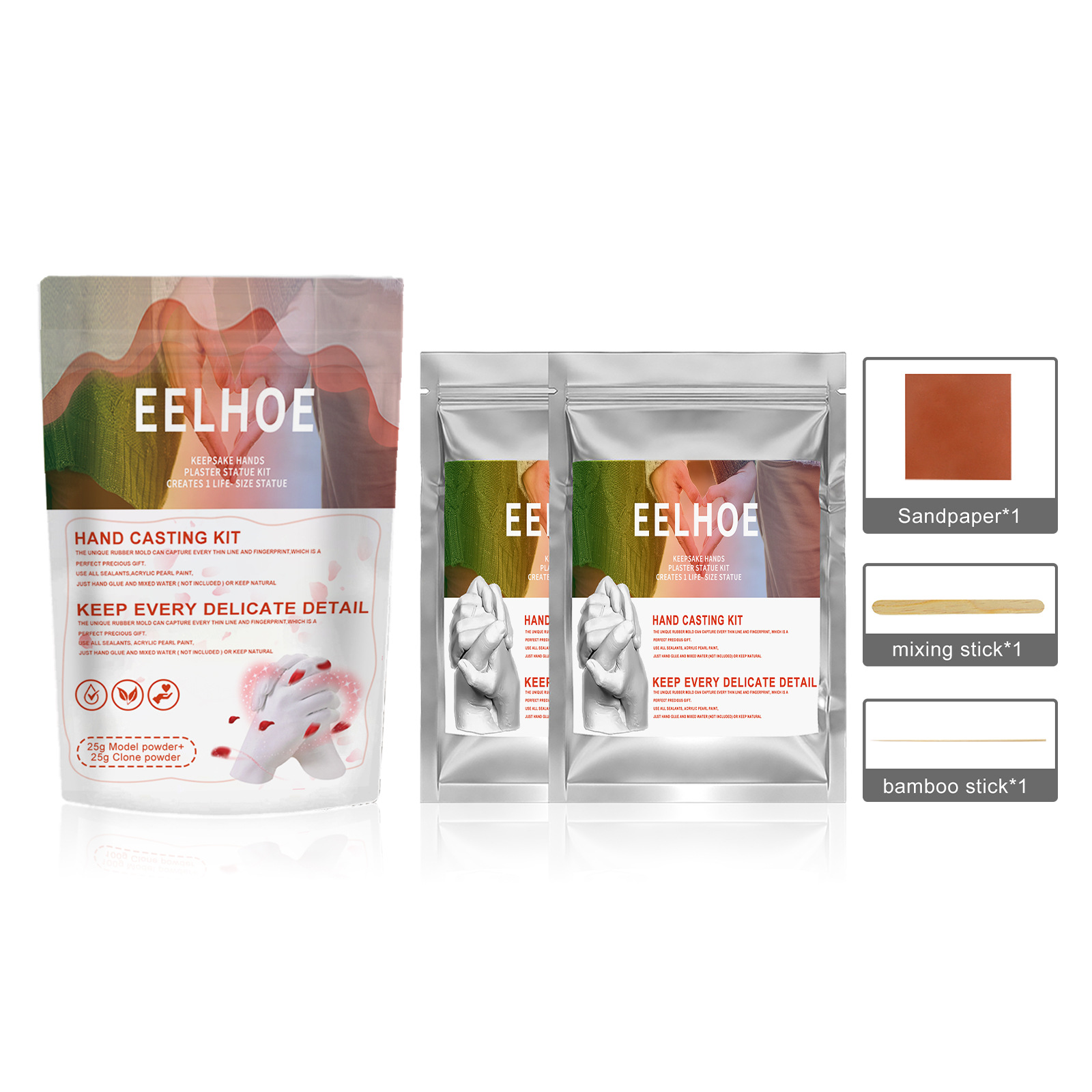 Eelhoe Couple Hand Model Clone Powder Valentine's Day Gift Infant Making Material Three-Dimensional Hand and Foot Model