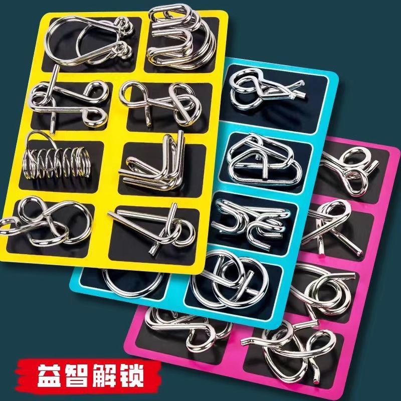 Intelligence Unlocking Memory Hoop 8-Piece Set 24-Piece Intelligence Buckle Kidsren's Student Intelligence Buckle Development Adult Educational Play