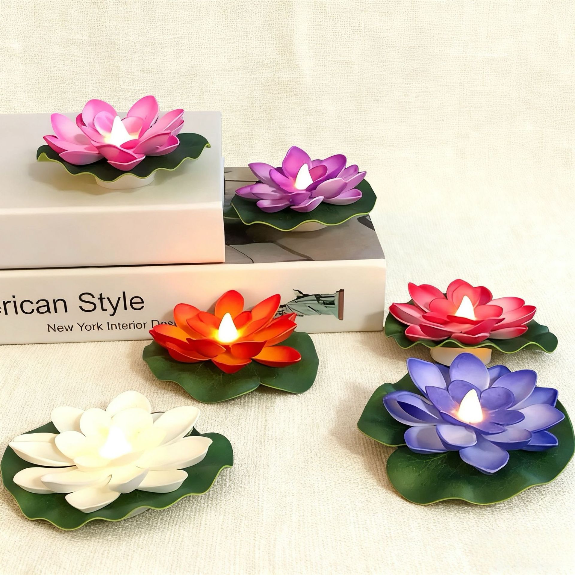 Led Floating Water Sensor Lotus Lotus Lamp Colorful Waterproof Night Light Swimming Pool Decoration Cross-Border Wishing River