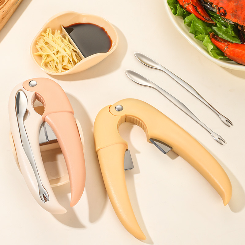 Набор инструментов для еды крабов Sanrui, 3 предмета, вилки из нержавеющей стали 304 для волосатых крабов, инструменты для разбора крабов, ножницы для очистки крабов с включенной тарелкой