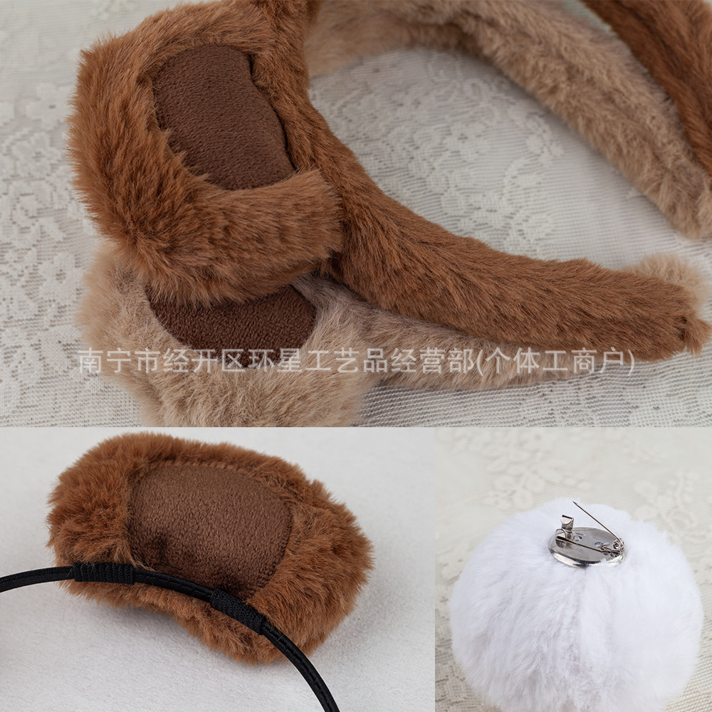 New Halloween Animal Headband Party High-End Headband Female Stylish Cute Plush Bear Ears Fresh Cartoon