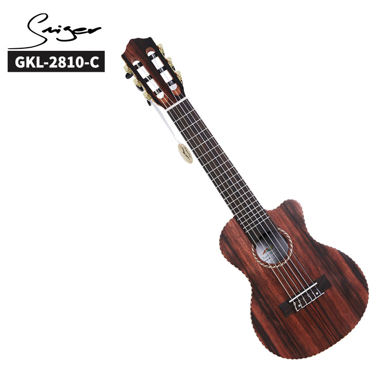 28 Inch Guitar Lili guitalele Full Ebony Wooden Trimmed Horned Classical Head Matte Six-String Guitar