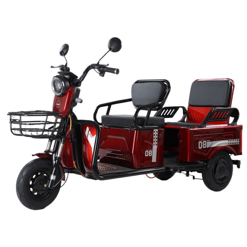 New Electric Tricycle for Adults, Household Battery Car for Picking up Children and Elderly People, Double-Row Passenger and Cargo Vehicle