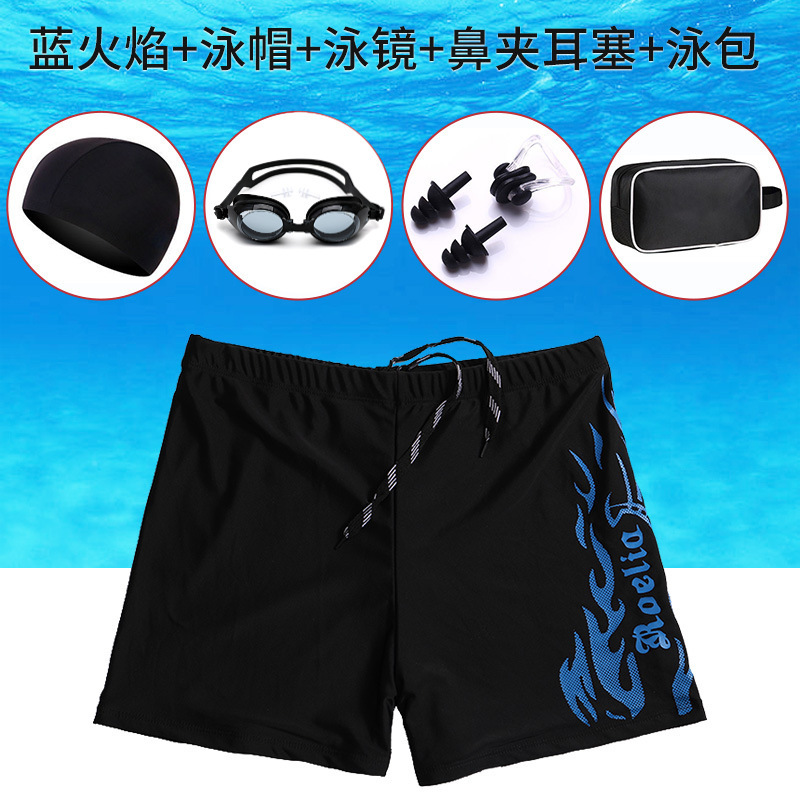 Factory direct men's swimming trunks swimming six-piece set plus fat size flame adult swimming trunks swimming set