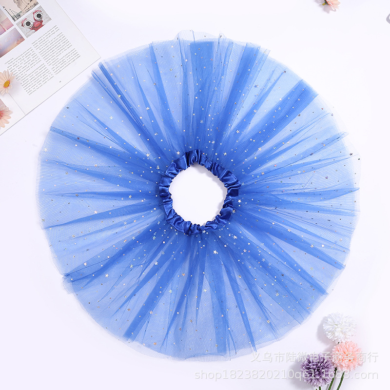 2017 European and American children's TUTU skirt sequins Flash stars TUTU skirt 3 layers 6 mesh dance skirt manufacturers
