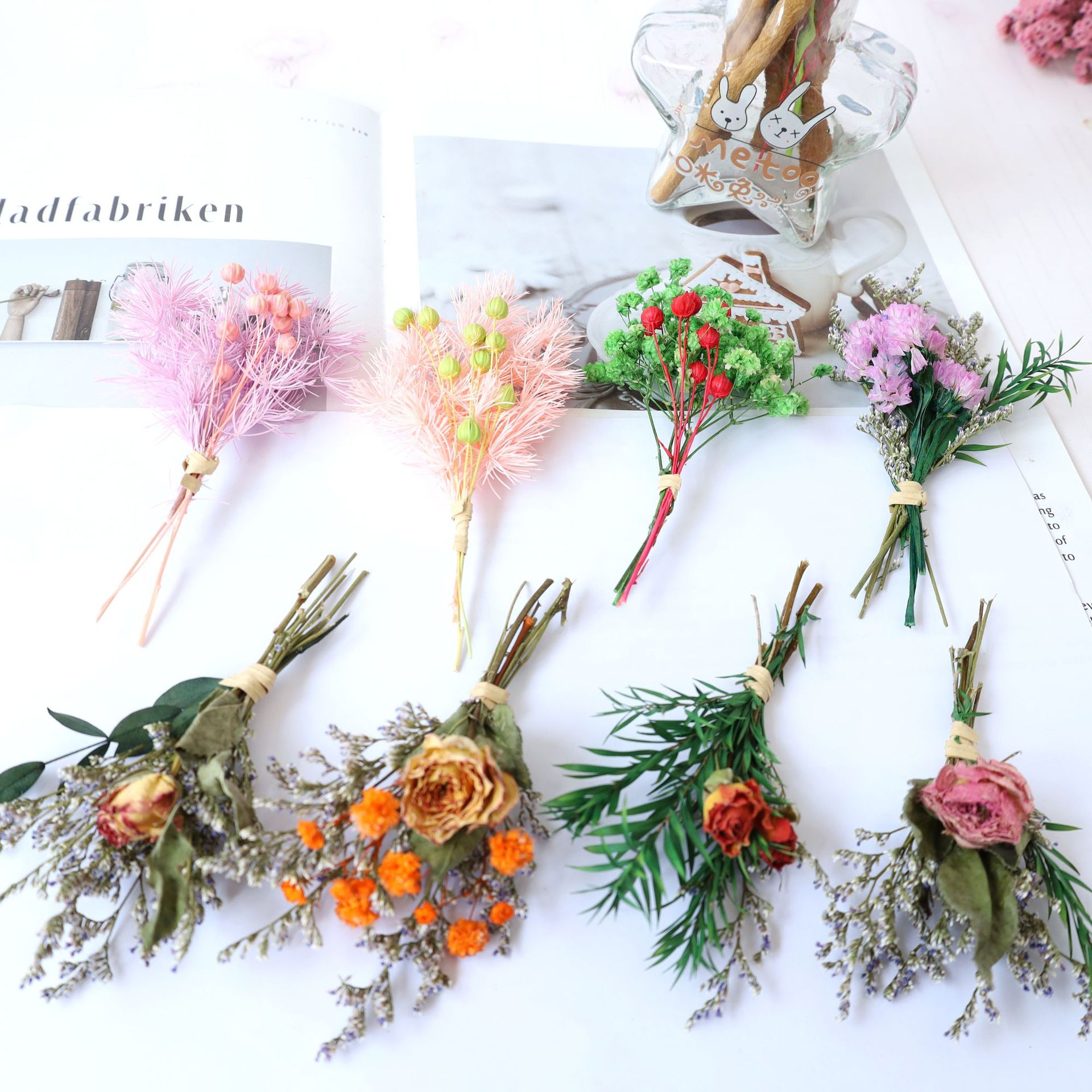 Dried Flower Mini Bouquet diy Mixed Fingertip Bouquet Wedding Companion Gift Box Greeting Card Gift Home Decoration