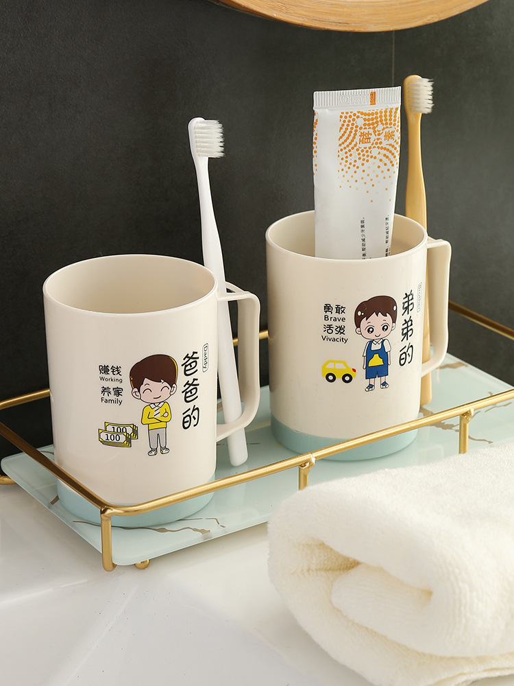 Wholesale parent-child brushing cup a three-mouth mouthwash cup household toothbrush cup suit family large capacity dental cup