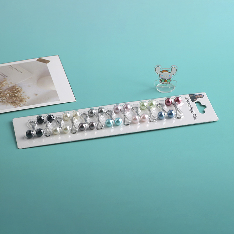 2025 Cross-Border Hot-Selling Simple Multi-Color Pearl Clip Fashion Jewelry Small Pin U-Shaped Fine Needle Women's Headscarf Clip Accessories