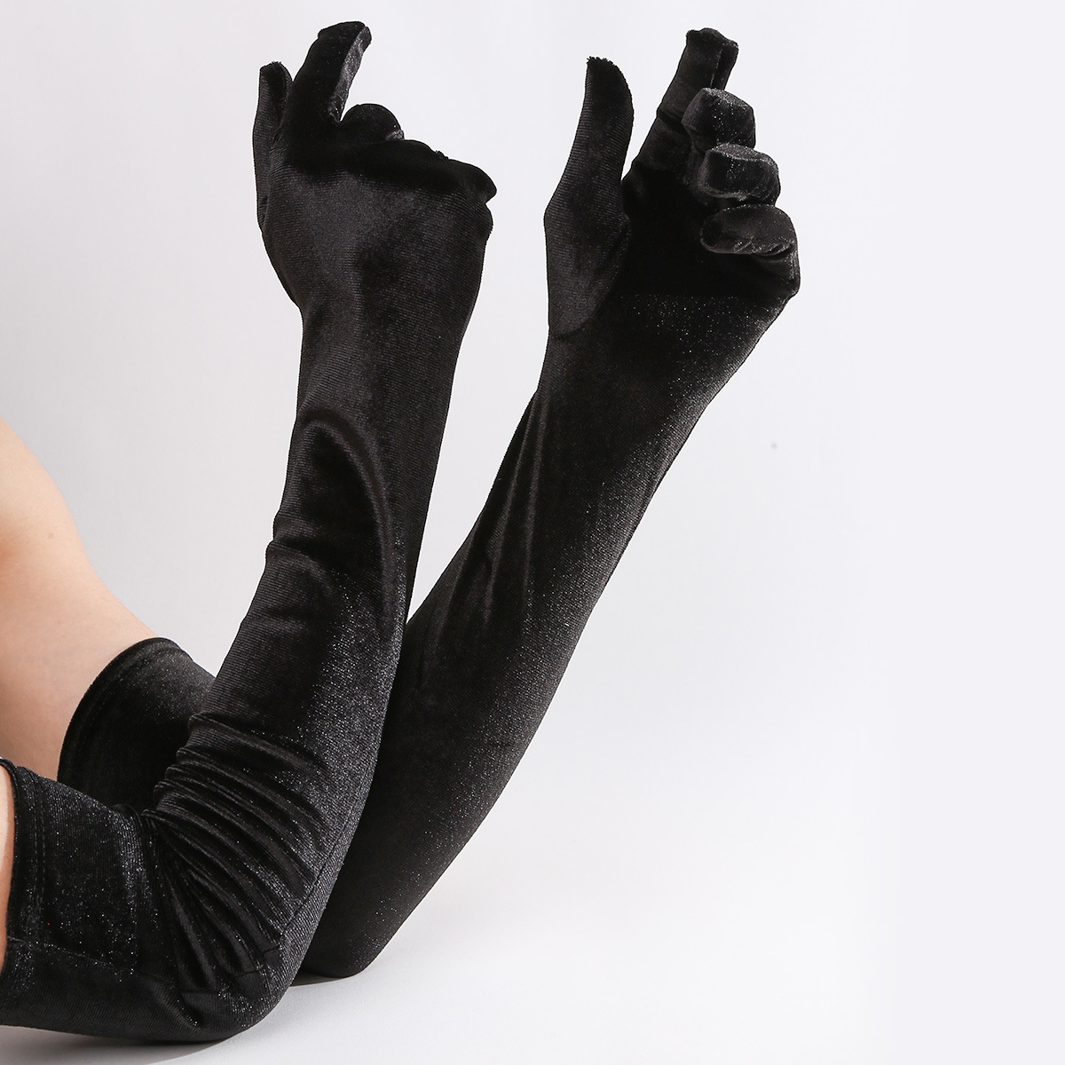 Cross-Border Velvet Stretch Evening Dress Warm Long Gloves Banquet Party Opera Velvet Gloves Long Style Prom