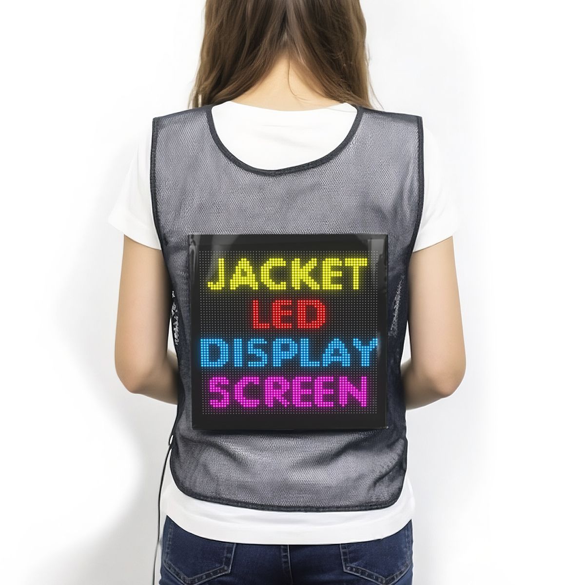 Led Vest Advertising Vest Mobile Phone Word Change Multi-Functional Vest Screen Driving Takeaway Clothes Outdoor Cycling Waterproof