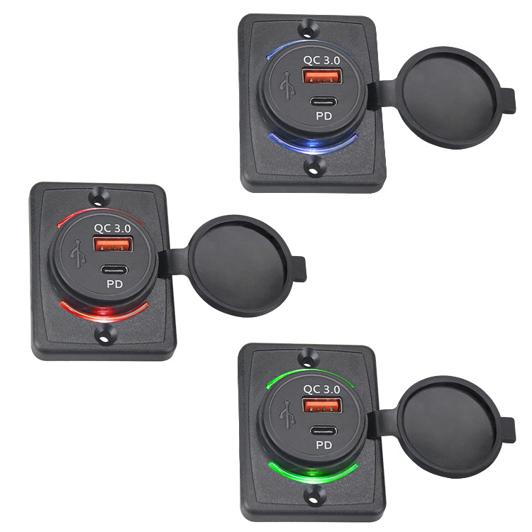 Cross-border new ship car smart fast charge modified USB charger 18WPD +20W car charger