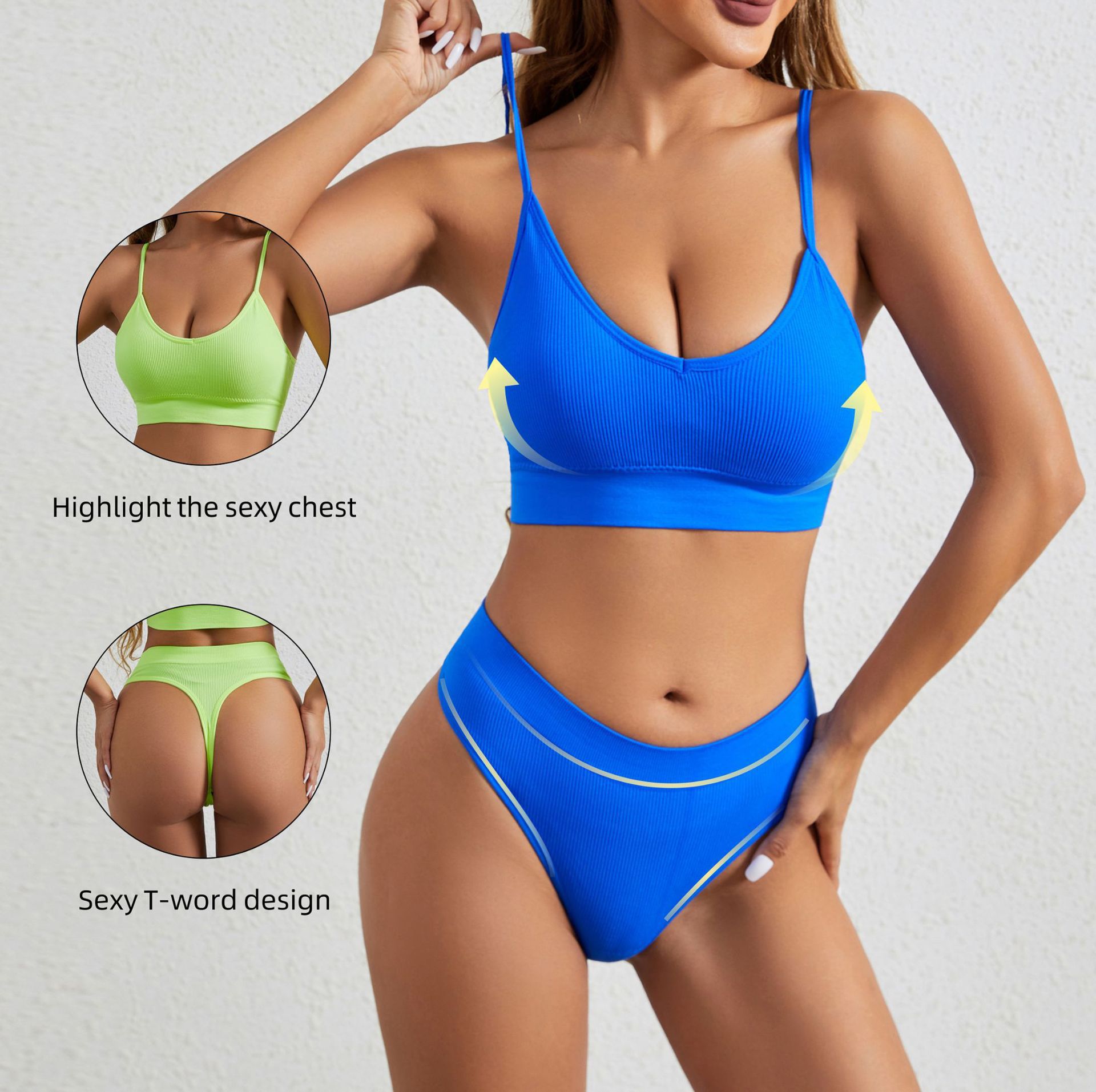 Women's Breathable Gather-Back Non-Rim Underwear Small Chest Backless Panties Sports Fitness Yoga T-shaped suit