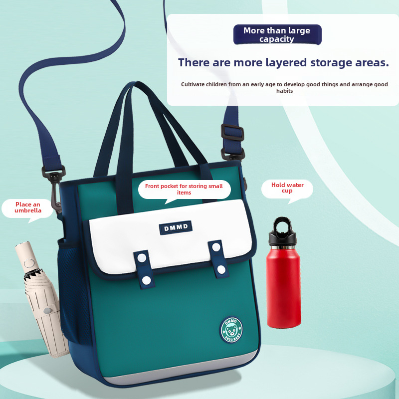 British tutorial bag for primary school students, junior high school students, single shoulder bag, handbag, hand carrying double shoulder bag, make-up bag, slung art bag