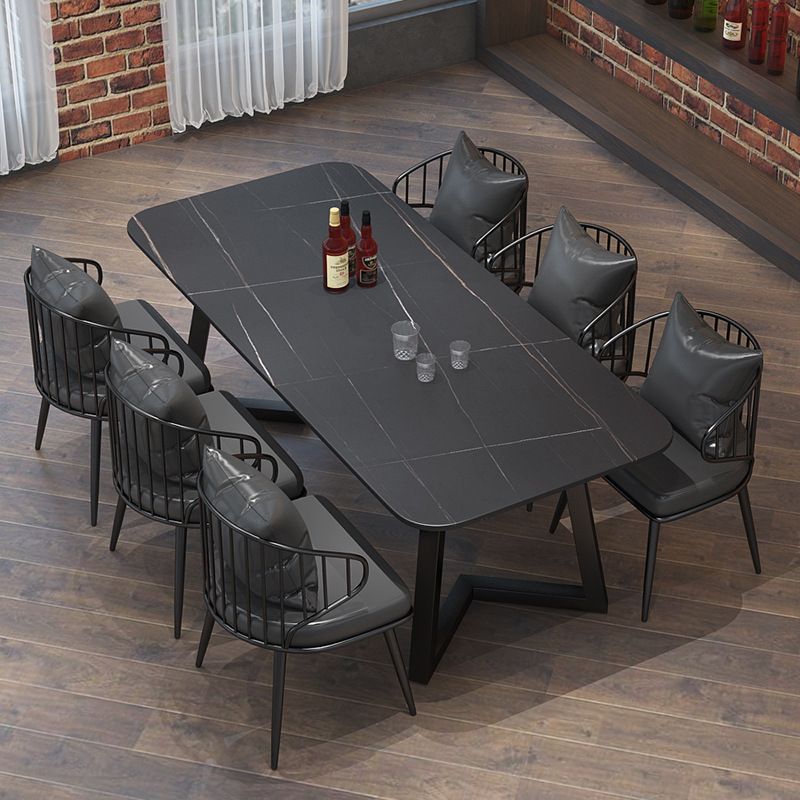 Industrial Style Iron Slate Dining Table Bistro Music Bar Coffee Western Restaurant Milk Tea Shop Light Luxury Fashion Tables and Chairs