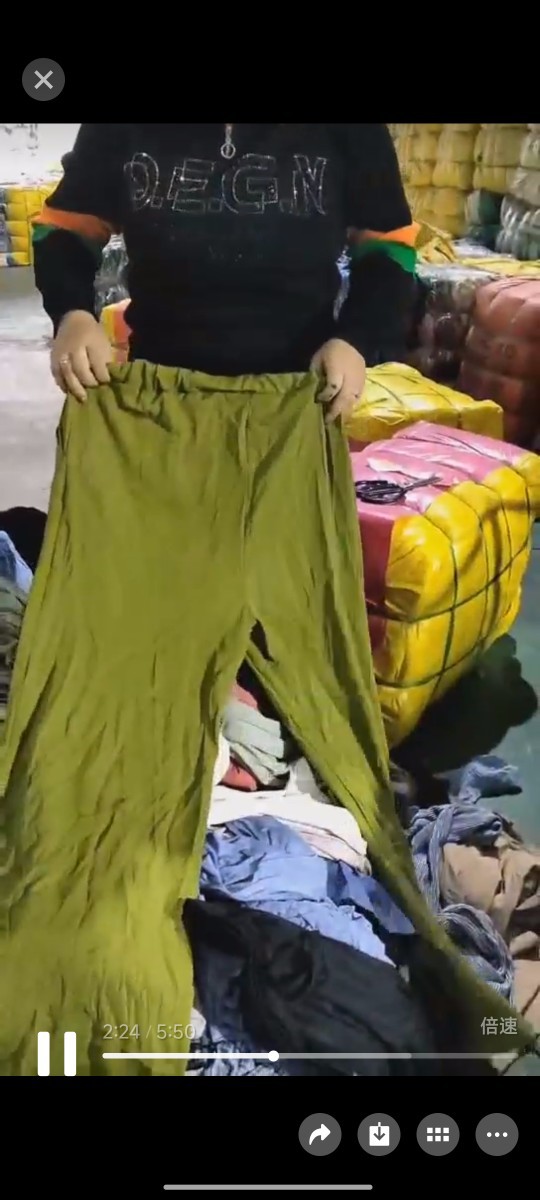 Second-Hand Clothes, Old Cotton Wide-Leg Pants, Straight-Leg, African and Southeast Asian Live Goods, Selected from Vietnam, Thailand and Nigeria