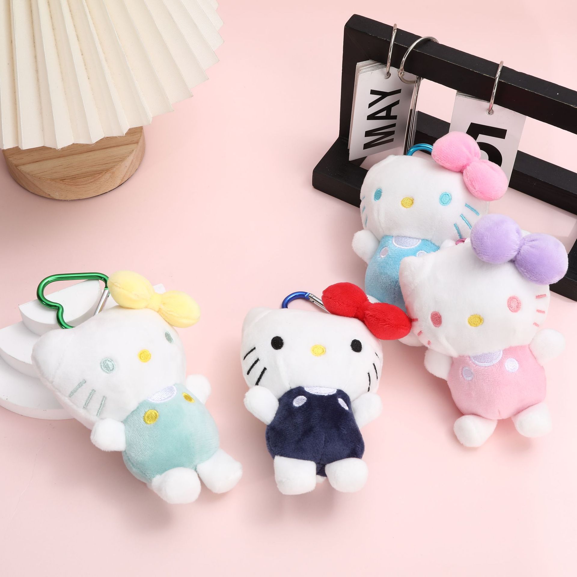 Popular Overalls Hello Kitty Backpack Charm Plush Doll Keychain Toy Best Friend Kt Cat Small Pendant