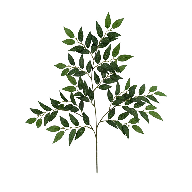 Factory direct supply single simulation Elaeagnus angustifolia leaf bean flower leaf eucalyptus branch indoor and outdoor decoration artificial green plant ornaments