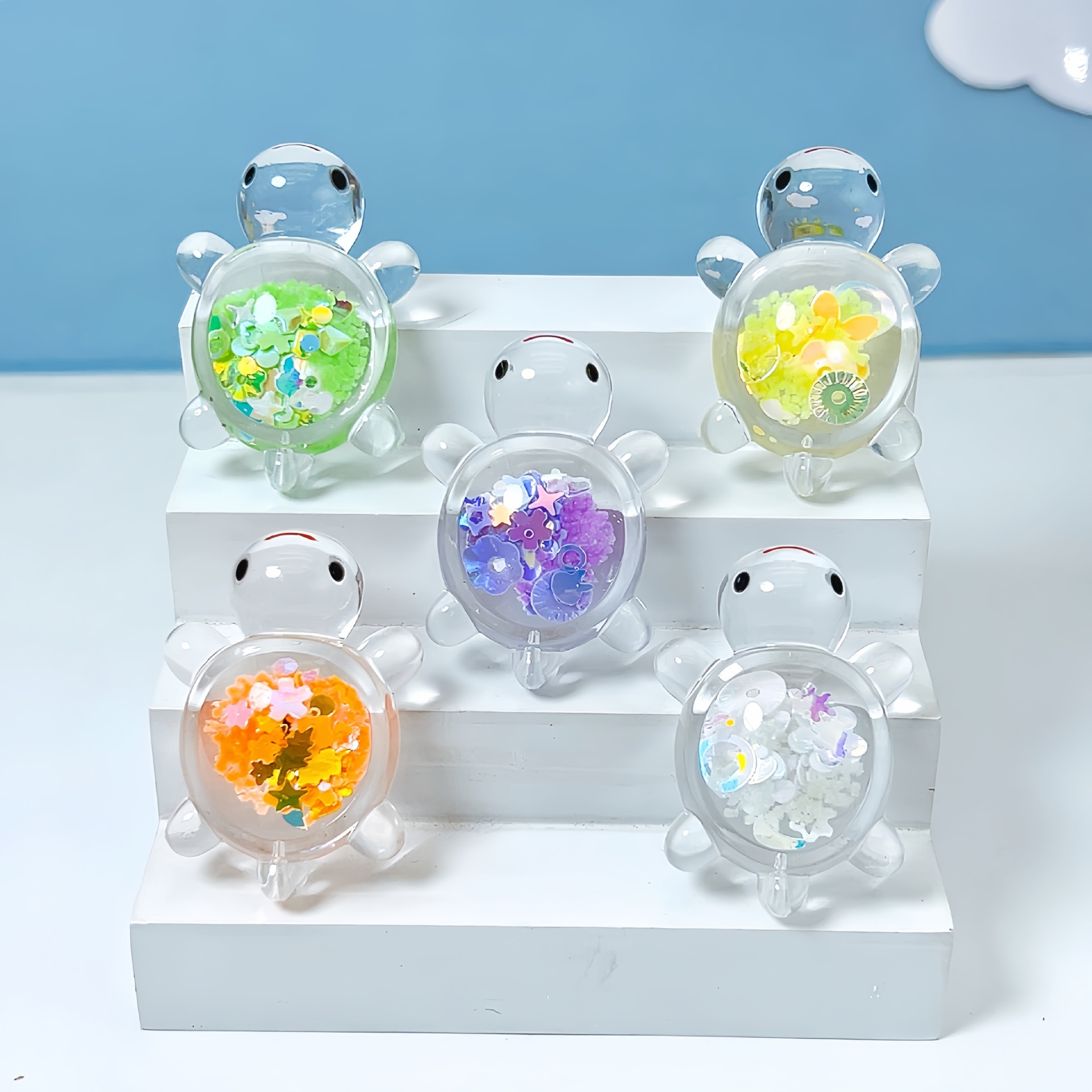 Cartoon Sequins Color Luminous Little Turtle Toy Model Ornaments Doll Little Turtle Marine Luminous Animal Blind Bag