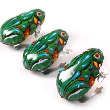 Ностальгическая классическая игрушка - заводная лягушка, детская игра, заводная игрушка-животное