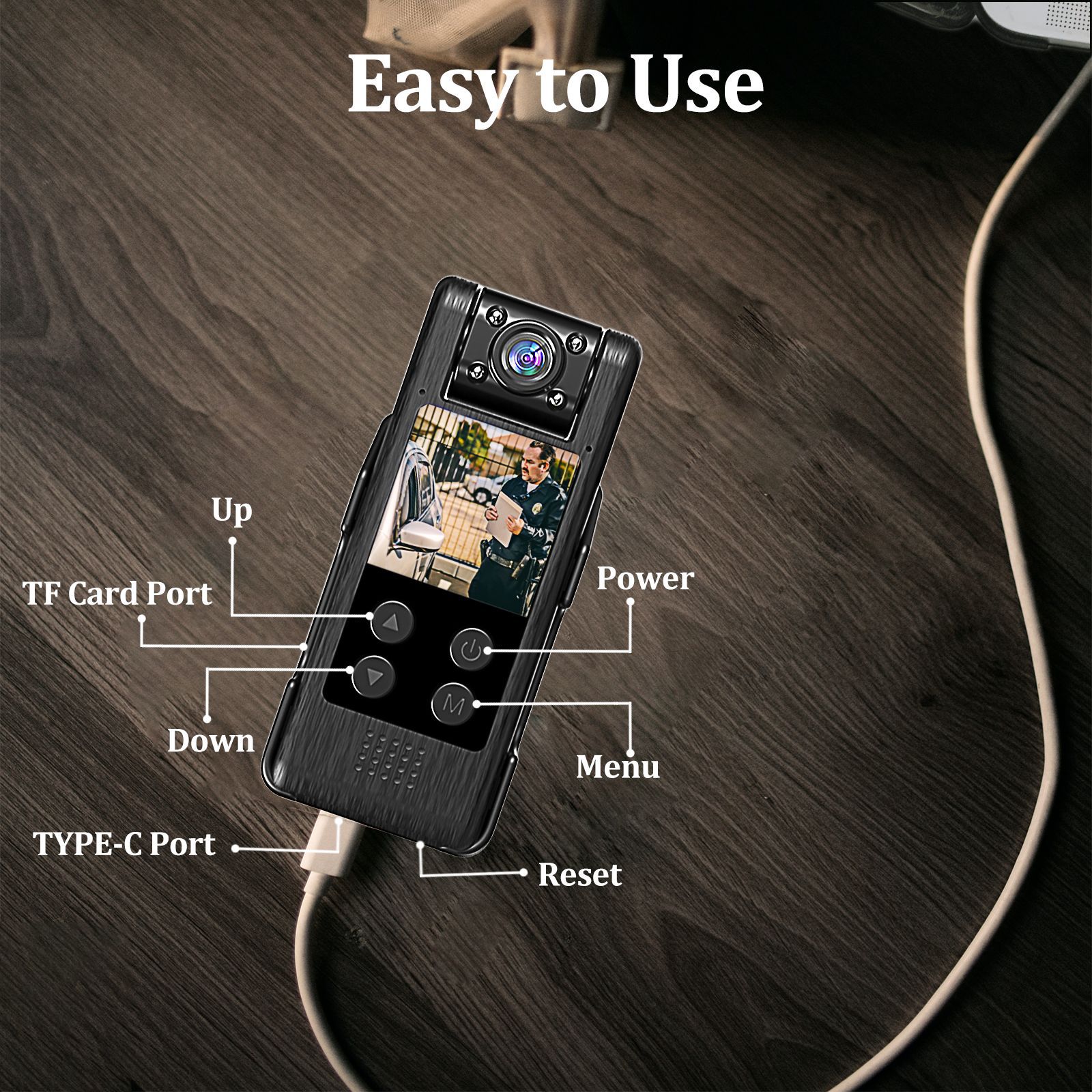 2024 new 4K ultra-clear recorder handheld back clip infrared HD Night Vision Conference outdoor sports portable