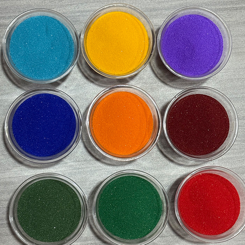 Manufacturer Supplies Colored Sand Kidsren's Entertainment Dyeing Sand Painting Sand 80-120 Mesh Fine Quartz Sand Dyeing Sintered Colored Sand