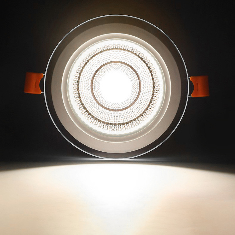 Led Glass Panel Light Factory Direct Sales Large Quantity in Stock Embedded 6W10W Three-Color Dimming Downlight Skd Cross-Border