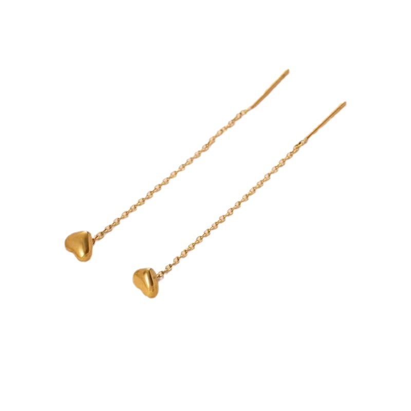 Gold 18K Ear Wire Women's Heart Ear Wire Au750 Small Fresh Earrings Elegant Simple Girlfriend's Day Gift