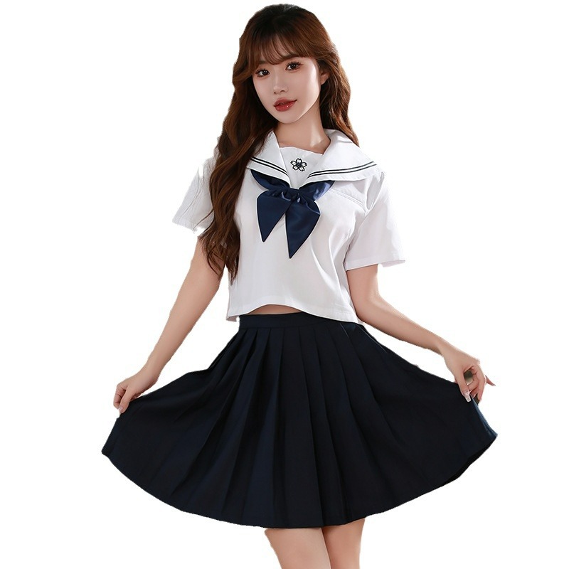 Solid Color Embroider Japanese Style Jk Sweet and Cute Versatile Mid-Calf Socks Autumn and Winter Uniform Cotton Socks Calf Socks Preppy Style