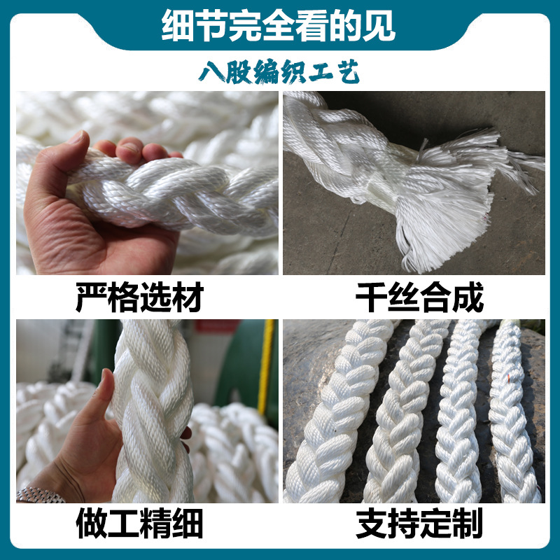 High-Strength Marine Cable Three-Strand/Eight-Strand Polypropylene Long Fiber Rope for Ships and Fishing Waterproof Cable