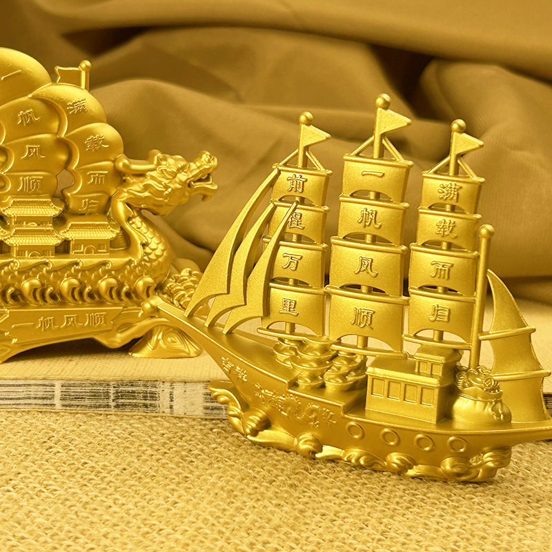 Creative Pure Brass Smooth Sailing Sailboat Ornaments Wine Cabinet Decorations Crafts Office Living Room Desktop Home