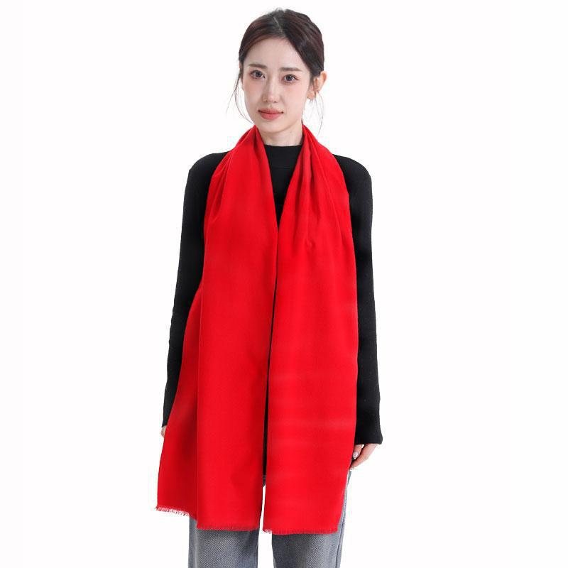 Red Scarf Chinese Red Custom Printed Logo Mulberry Silk Short Beard Scarf Corporate Event Class Reunion Printed Embroider