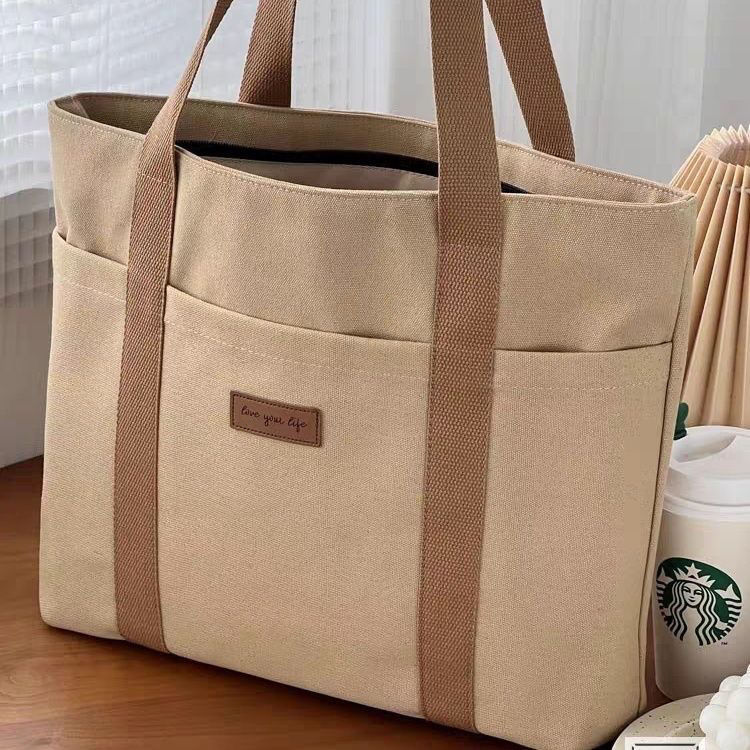 Original Design Japanese-Style Thickened Simple Versatile Commuter Canvas Tote Bag Student Class Shoulder Handbag