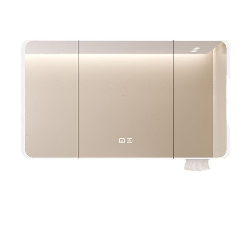 Space Aluminum Arc Rounded Bathroom Smart Storage Mirror Cabinet Beauty Rack Storage Bathroom Wall-Mounted Bathroom Mirror