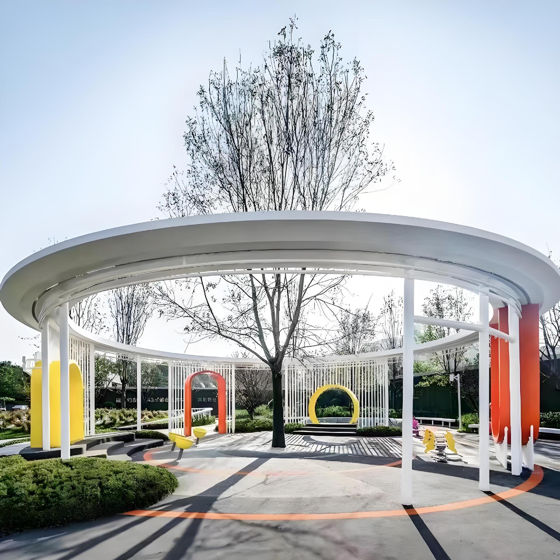 Manufacturer Produces Large Outdoor Art and Culture Stainless Steel Gallery Steel Structure Special-Shaped Pavilion Garden Landscape Promenade
