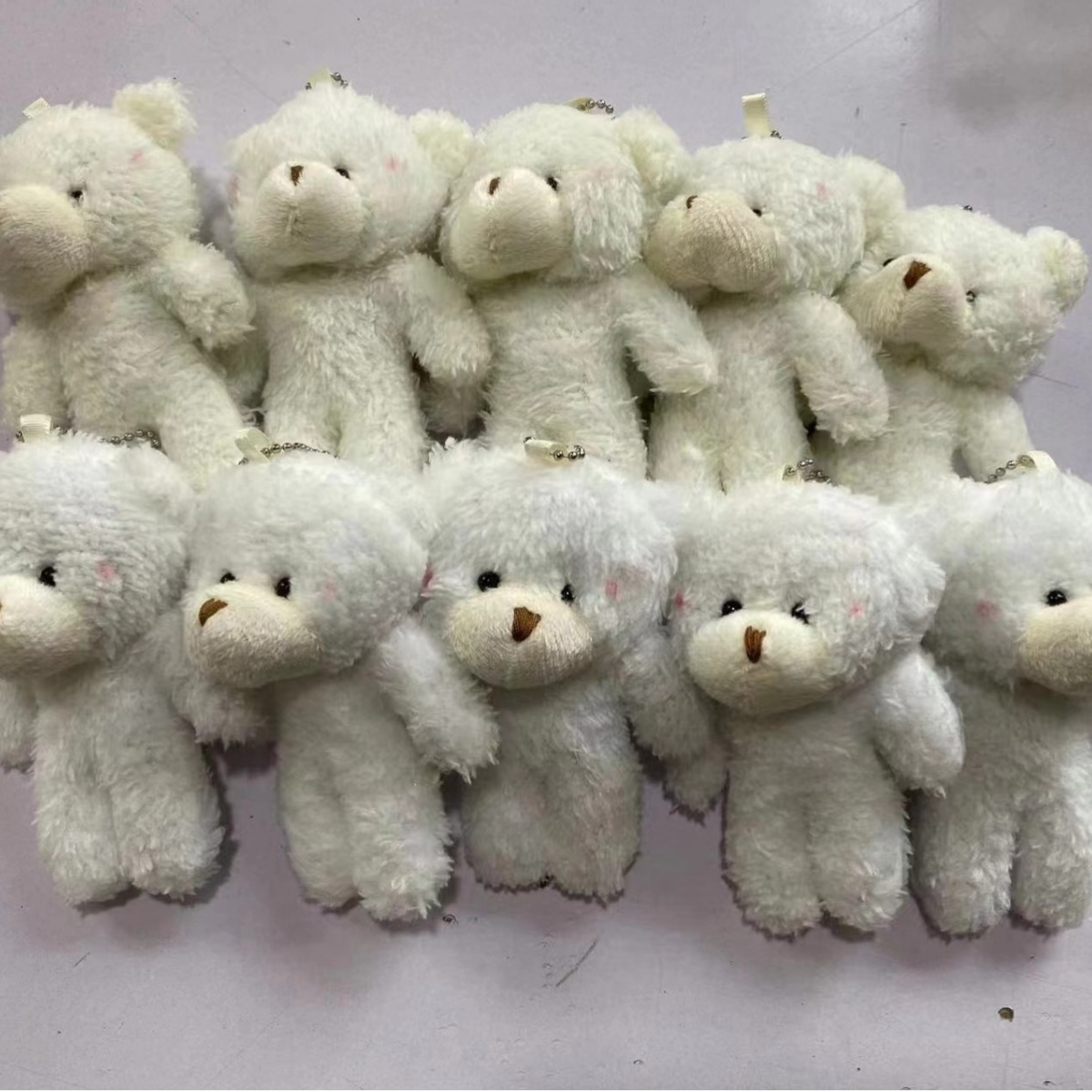 New Cute Blush One-Piece Bear Plush Bear Bead Chain Mobile Phone Pendant 12cm Bear