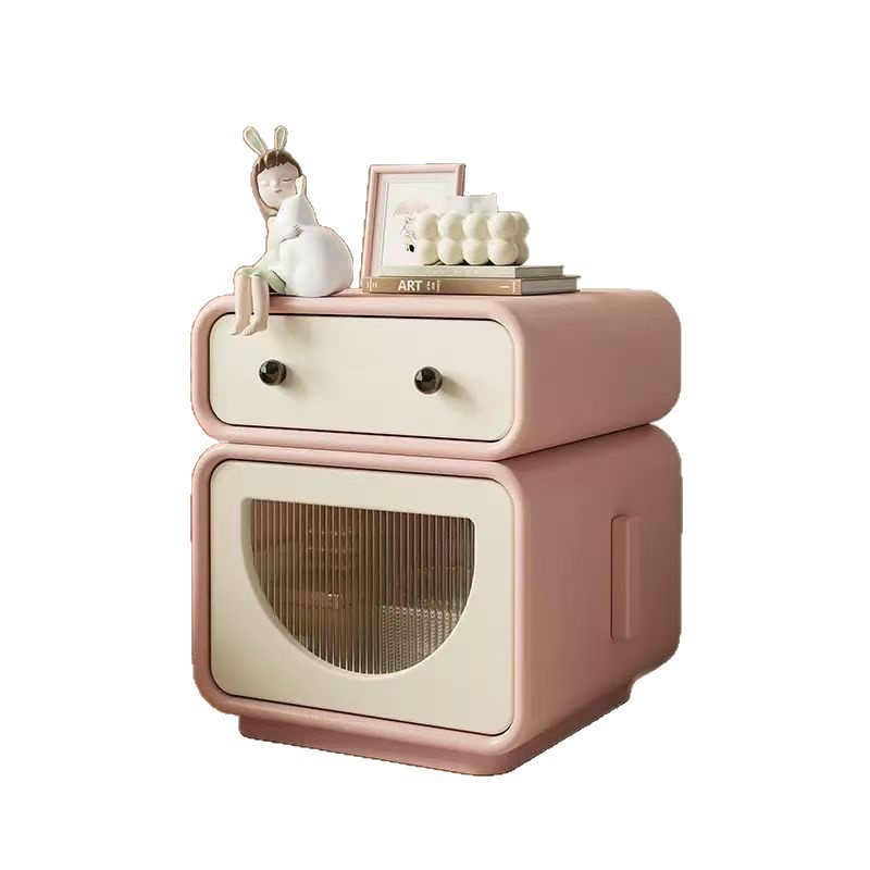 Cream Solid Wood Bedside Table Children's Robot Modern Creative French Side Cabinet Simple Living Room Bedroom Storage Storage