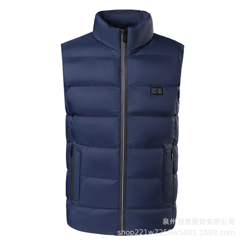Cross-Border Heating Vest, Cold-Proof, Intelligent Constant Temperature, Heated Vest for Men and Women, Solid Color Stand-Up Collar, Smart Heating Vest