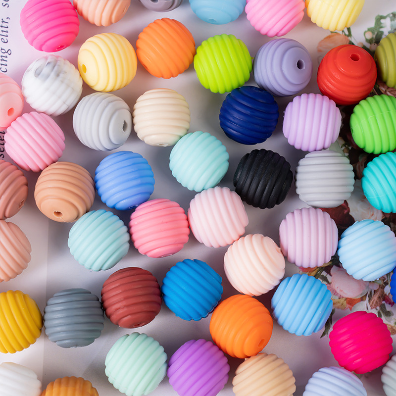 Carefully Selected Cross-Border Hot Silicone Beads Baby Teether 15mm Food Grade Silicone Kidsren's Beads DIY Pacifier Chain Wholesale