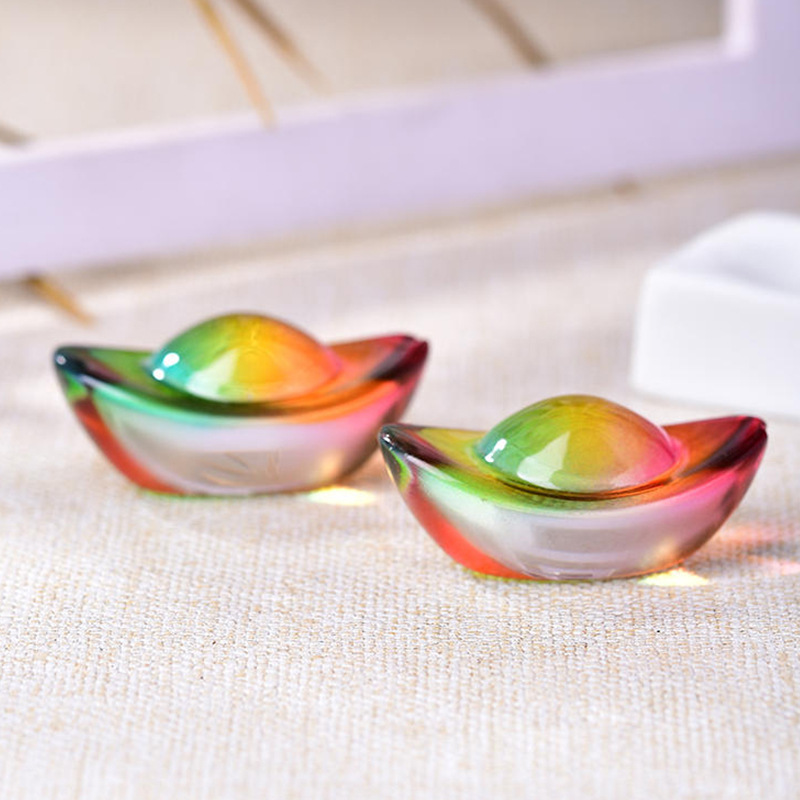 Chinese-Style Glazed Ingots Are Paired with Home Decorations to Attract Wealth, Auspicious Gifts, and Are Offered as Offerings to Manza Yellow Crystal Ingots