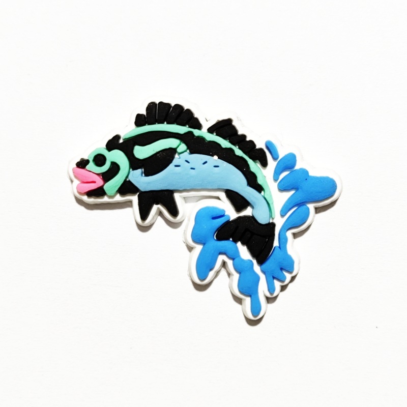 Fishing-Themed Pvc Soft Rubber Clog Shoe Decoration Buckle Cross-Border DIY Cartoon Fish Shoe Charms Shoe Buckle Accessories Trendy Elements