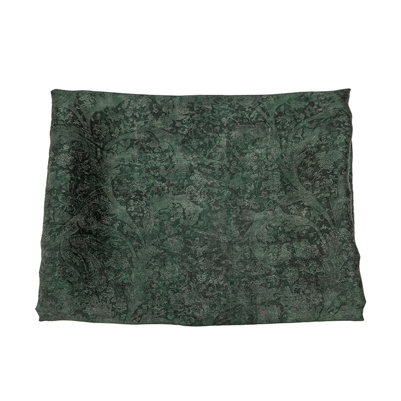 Dark Green Fragrant Cloud Yarn Floral Jacquard Fabric Chinese Hanfu Jacket Skirt Pants Vest Silky National Style Fabric