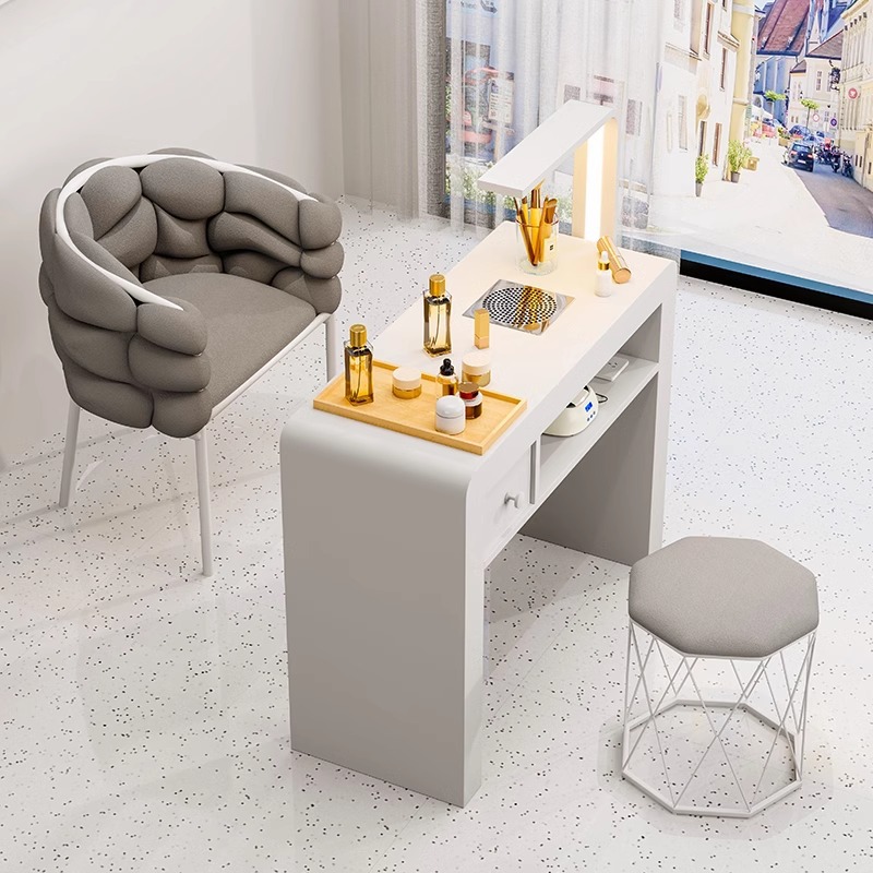Multi-functional Nail Art Table and Chair suit Special Price Economical Single Double Entry Luxury Internet Famous Ins Nail Art Table Cream Style
