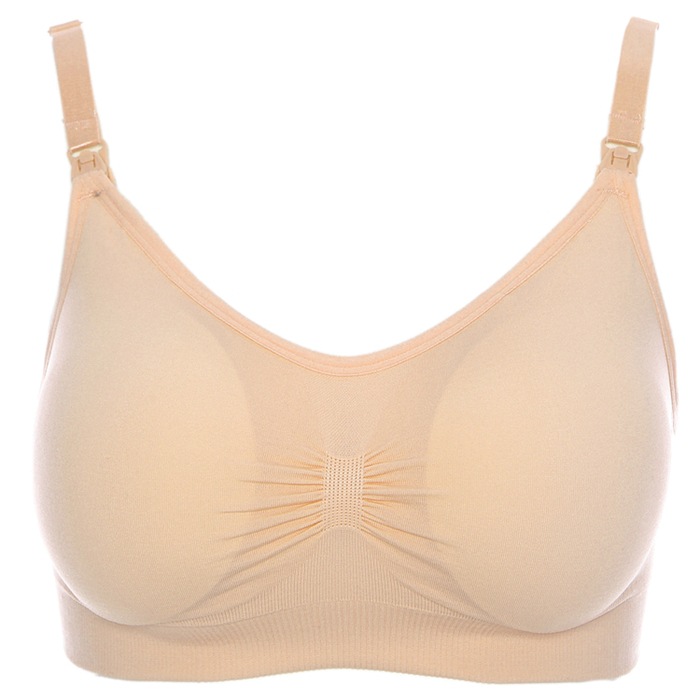 Nursing Bra with Top Buckle, No Rims, Double-Layer Seamless Postpartum Nursing Bra with Removable Breathable Breast Pads