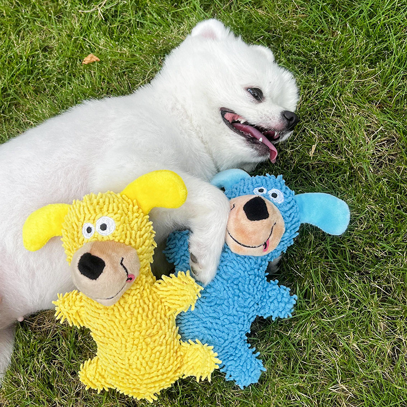 Ready-Made Dog Toys, Cute Sounding Teeth Grinding and Teeth Cleaning Interactive Companion Dog ​​Plush Mop Toys Pet Toys