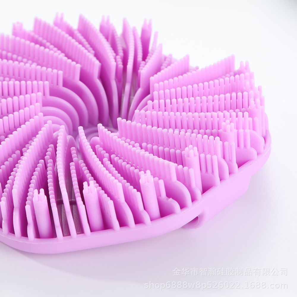 Cross-Border Amazon Silicone Multi-Sided Bath Brush Portable Wall-Mountable Silicone Bath Brush Hexagonal Bath Brush