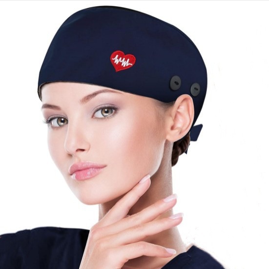 Adjustable work cap with buttons work cap sweat-proof band elastic bandage back tie-up cap for men and women, all size