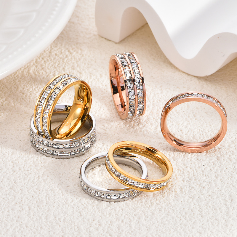 Легкая роскошь высококачественное кольцо для мужчин и женщин с звездами одинарное двойное кольцо из титана без потери цвета комплект бриллиантов пара кольцо в наличии