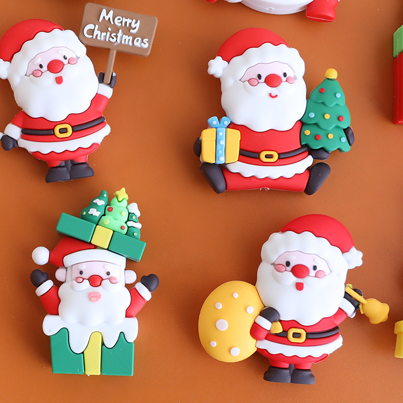 [Original] Christmas cake decoration soft rubber semi-three-dimensional Santa Claus Christmas tree soft rubber plug-in card