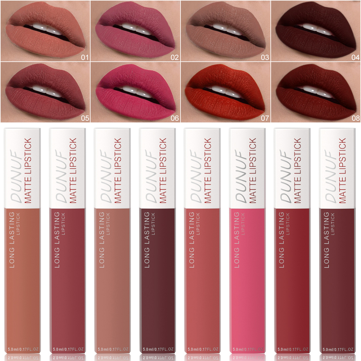 Dunuf 8-Pack 8-Color Long-Lasting Lip Gloss Please Pay Attention to the Link Disclaimer